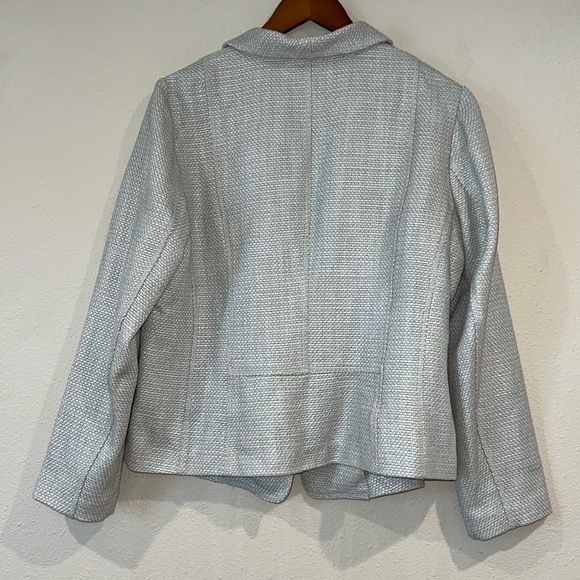 Chicos Jacket Tweed Beige Taupe Snap Close Long Sleeve Pockets Sz 2 Large 12/14 - Picture 5 of 6